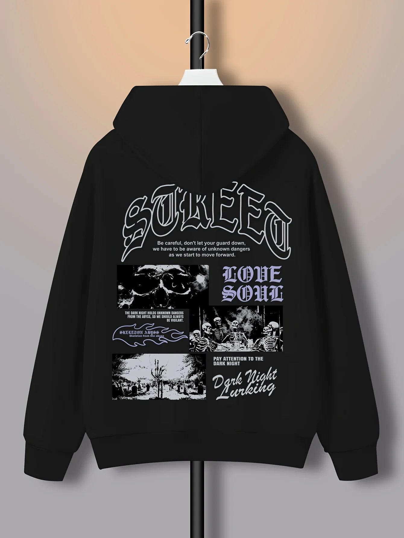 الجمجمة نمط مطبوعة مطبوعة هوديي الرجال الخريف والشتاء عارضة أزياء طويلة الأكمام البلوز ملابس الشارع اليومية