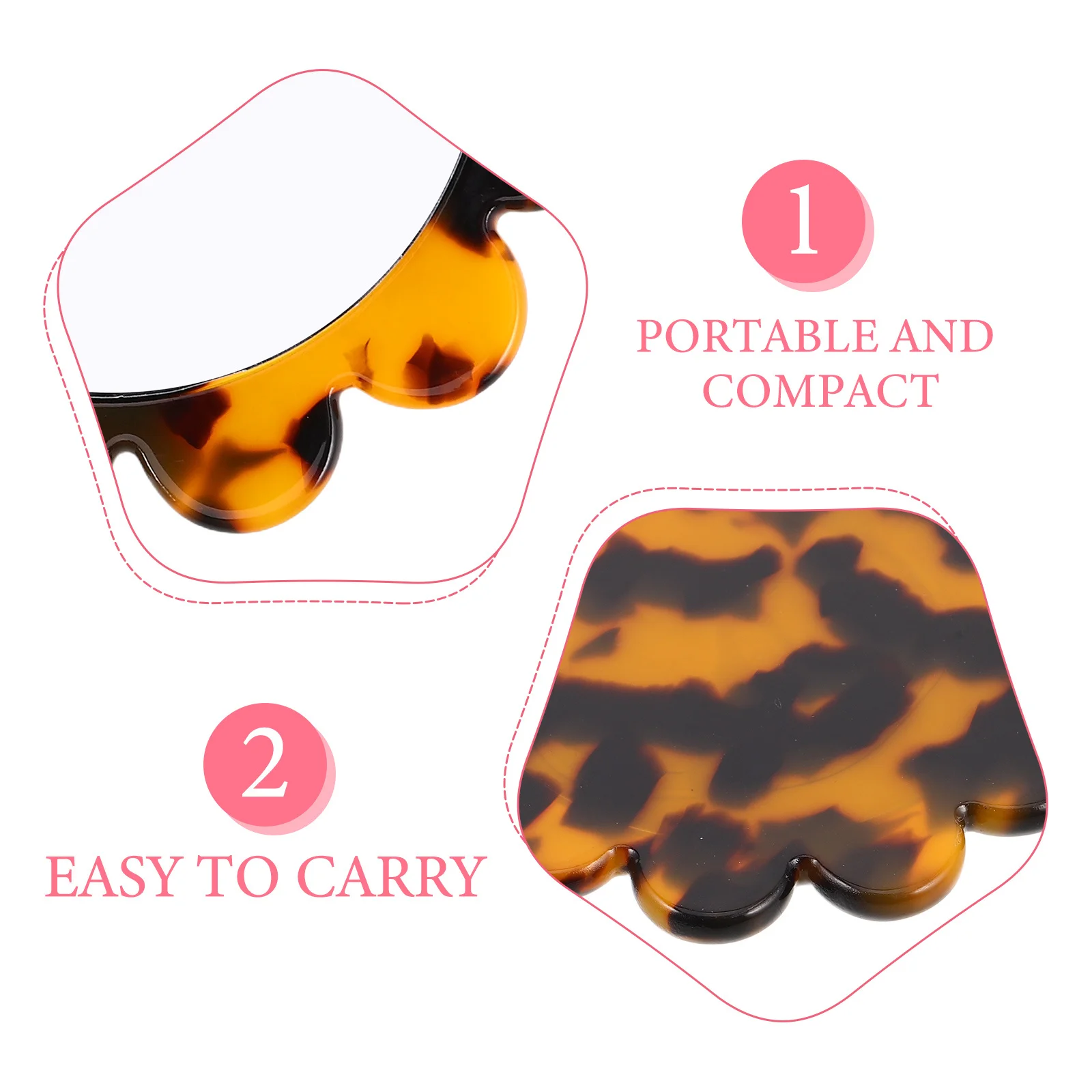 2 個の化粧鏡ヴィンテージポケットレトロ小さな丸い旅行コンパクトハンドヘルド花の形のポータブルミラー女の子のための