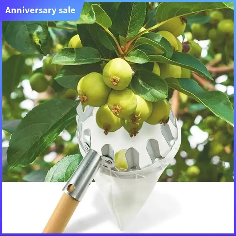 โลหะผลไม้ Picker ผลไม้ Catcher สูงต้นไม้หยิบเครื่องมือ Orchard สวนพีชคอลเลกชันกระเป๋าฟาร์มสวนเครื่องมือ