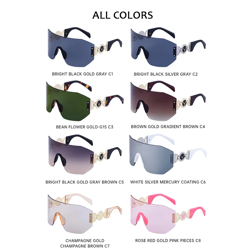 Lunettes de soleil de sport sans monture pour femmes et hommes, lunettes de soleil Respzed Y2k Punk, lunettes de bouclier, lunettes de créateur de marque féminine, lunettes UV400, nouveau