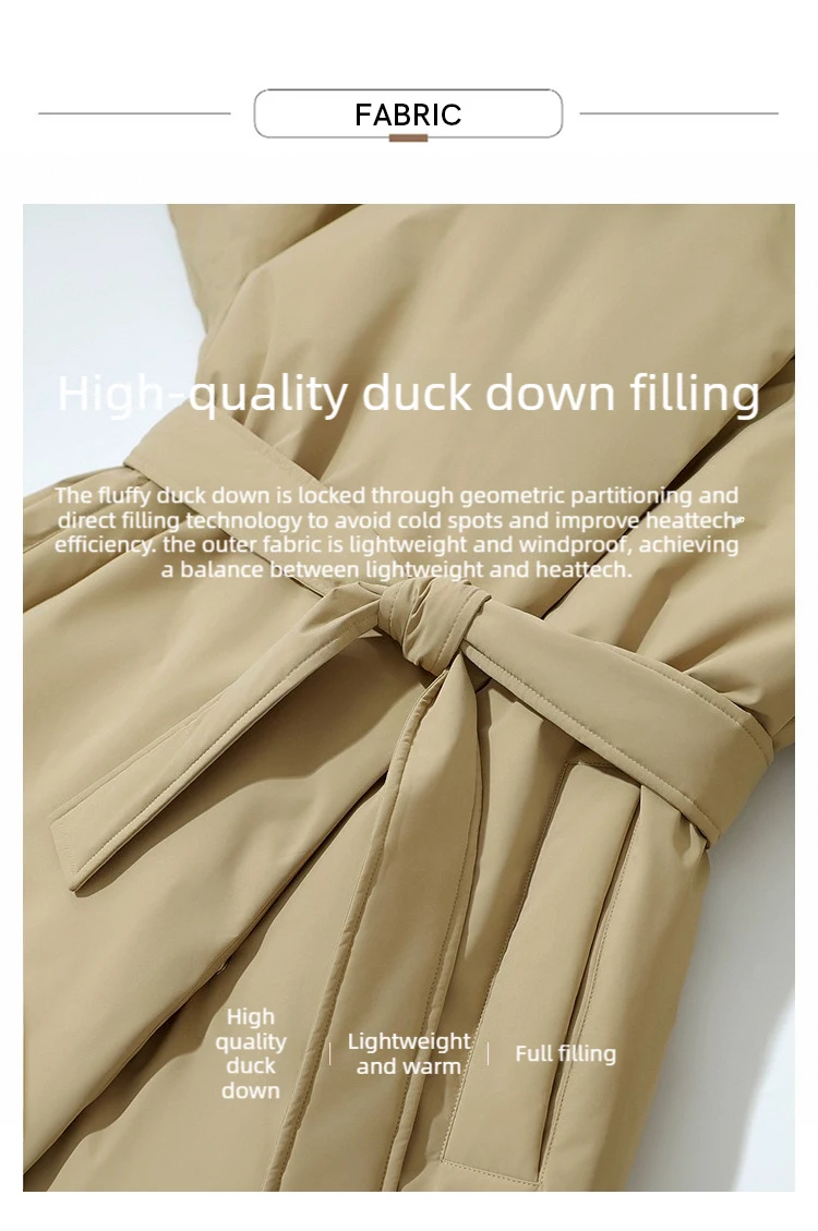 Amii Down Coats 2025 Winter New Solid Color Loose Long Women's Outerwear With Belt High Neck Thicken Warm Down Jacket 12544184
