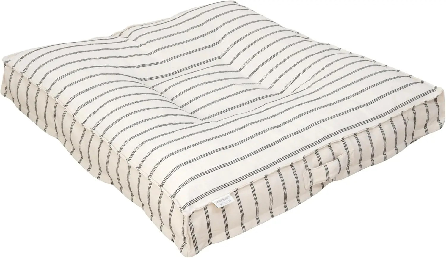

Luxury Striped Pet Bed, Washable Square Cushion for Small/Medium Dogs & Cats, Eco-Friendly Recycled Fill, Cream & Black