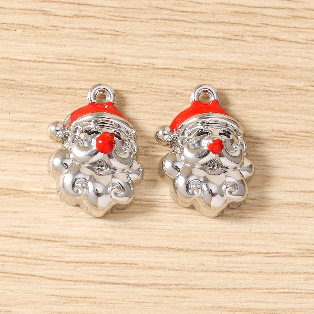 Tusember 5 Stück Emaille-Weihnachtsanhänger mit Weihnachtsmann, Schneeflocke und Schneemann für Weihnachtshalsketten, Ohrringe, Armbänder und Bastelarbeiten – Detail 19