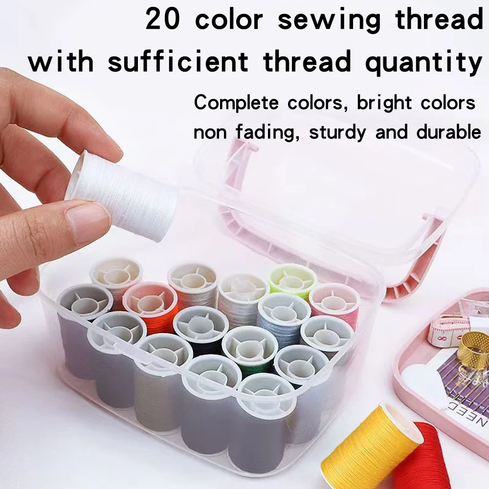 44 Pack Sewing Kit with Portable Handle Case, 100% Polyester Thread with Sewing Tools for DIY Craft Quick Mending