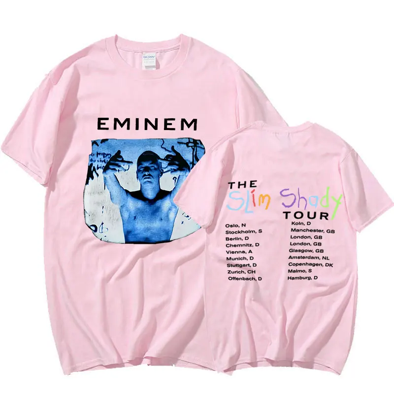 Vintage 1999 Eminem Slim Shady Tour New Print T Shirts Man Short Sleeve T-Shirt Top Tee Shirt Plus Size Hip Hop Streetwear