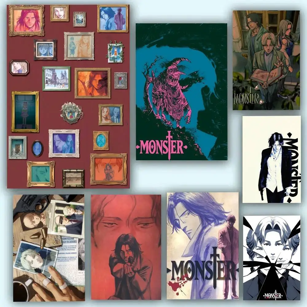 Anime Vintage Naoki UrasawaS M-Monster Manga Posters Self Adhesive Waterproof Ideal For Living Room Bedroom Bar Decoration
