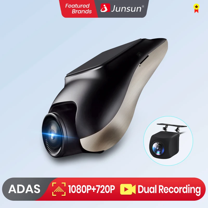 Junsun New 720P Dashcam ADAS Mini Car DVR 120°FOV Auto Video Recorder Hidden Type Dash Cam for Android Support Rear Parking