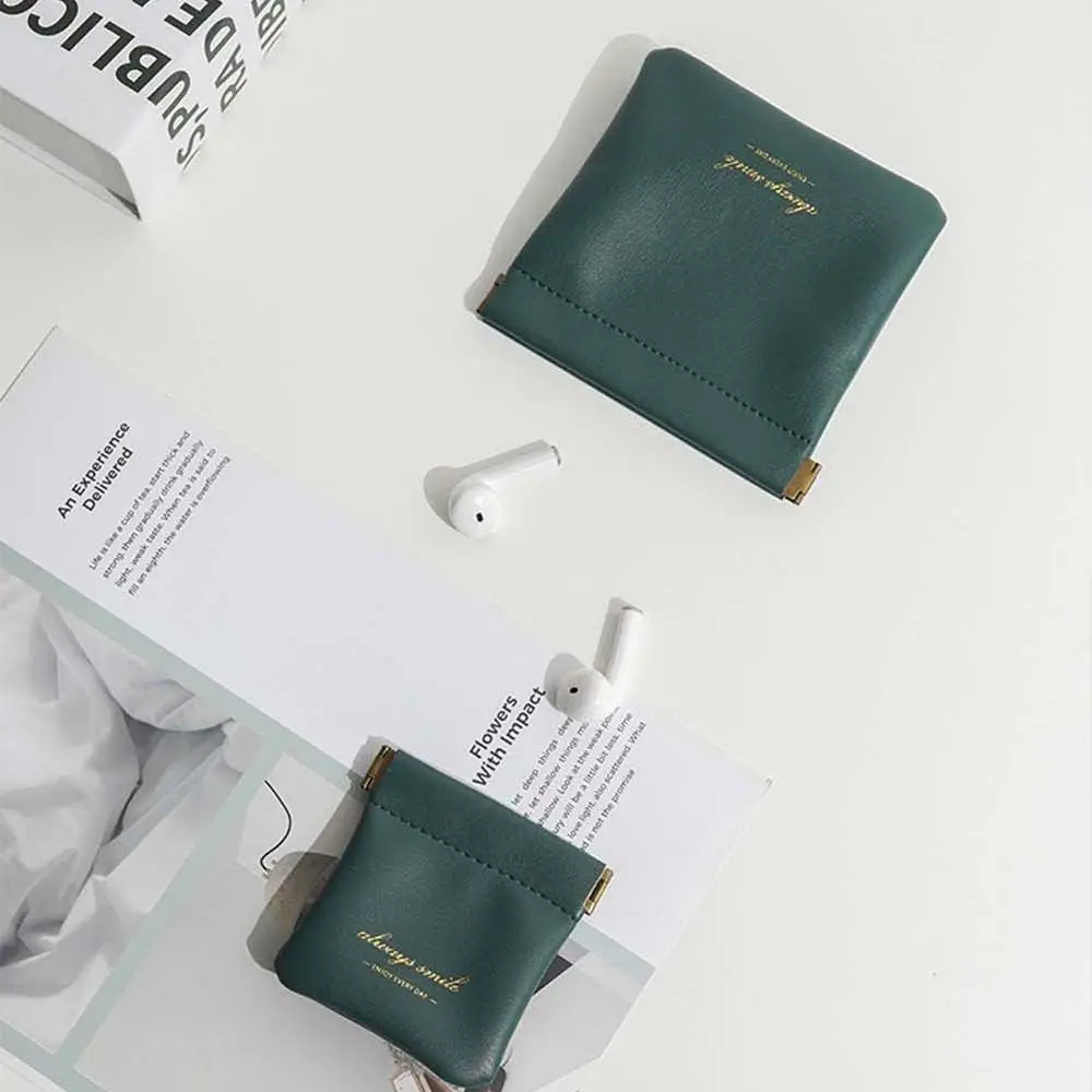 PU Leather Lipstick Storage Bag Ins style Earphone Protective Sleeve Cosmetic Bag Mini Earphone Bag Small Coin purse