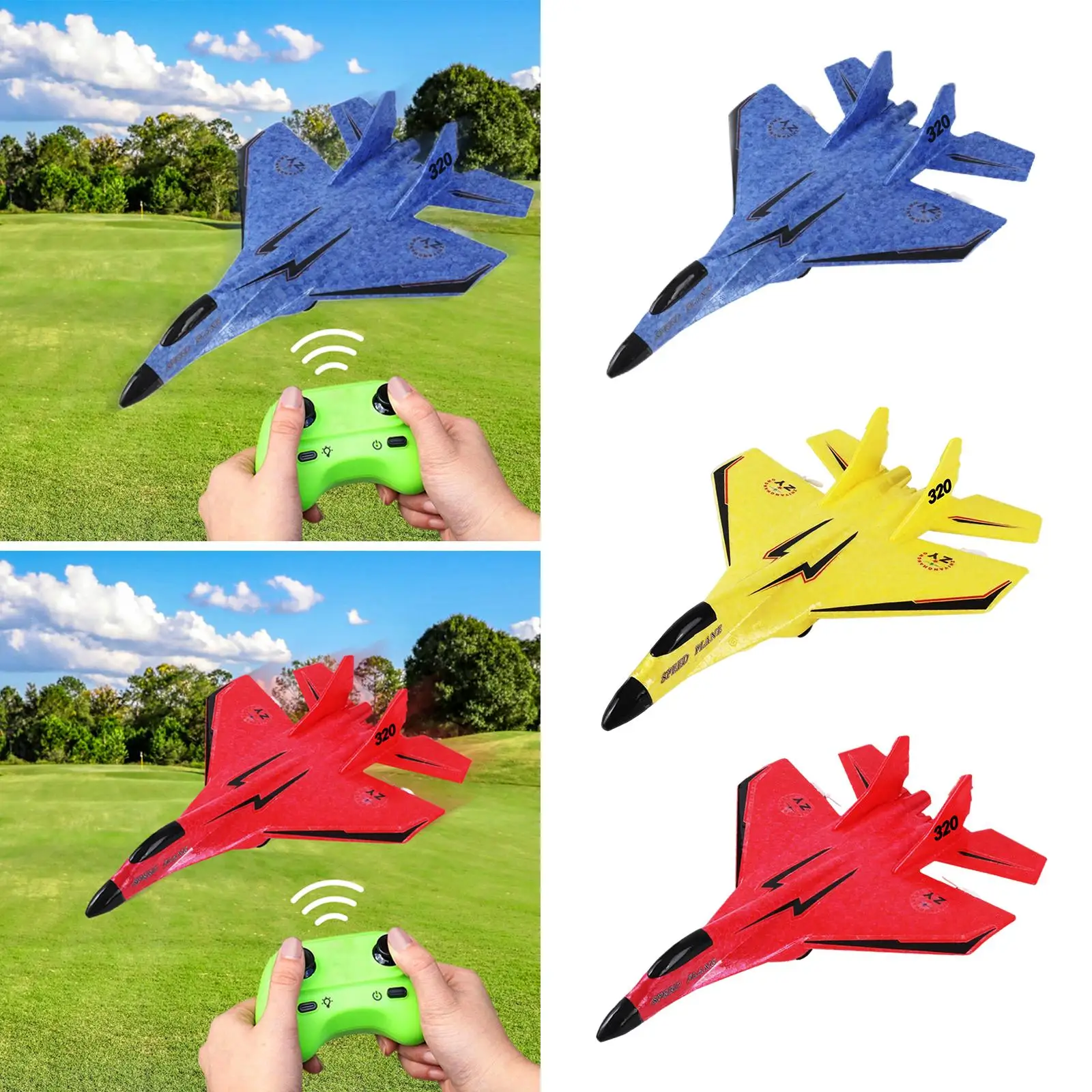 RC 2.4G Outdoor Flighting Toys Ready to Fly Fighter Toys Foam RC Airplane 2 Channel RC Glider for Kids Beginner Adults