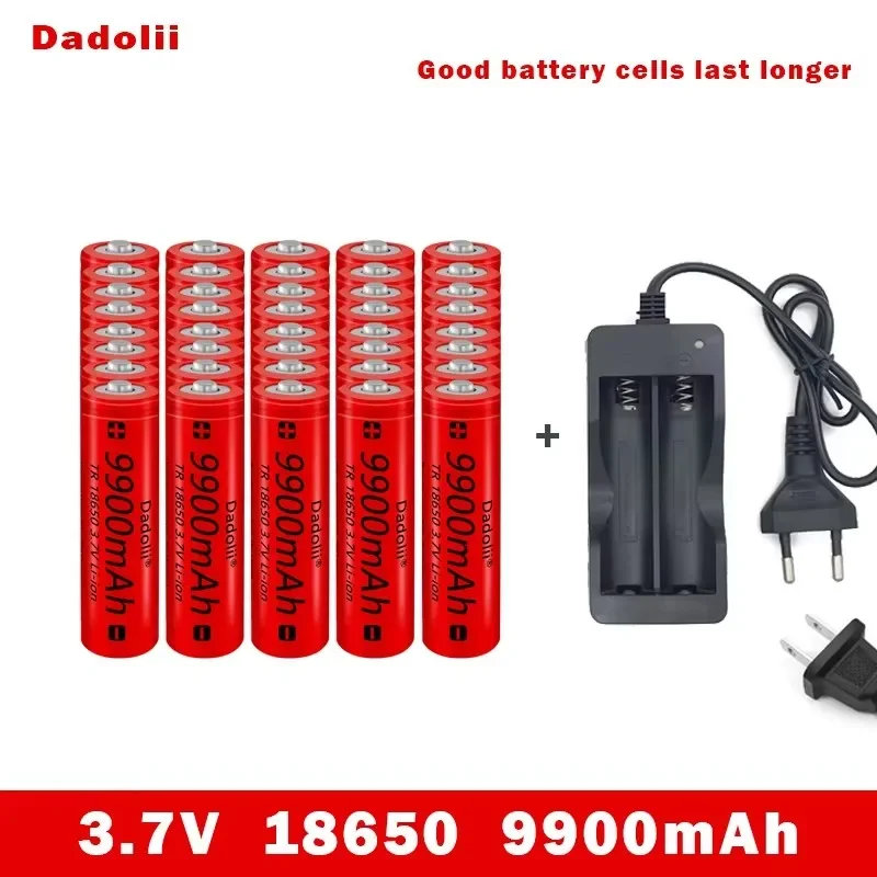 18650 Battery Rechargeable Battery 3.7V 18650 9900mAh Capacity Li-ion Rechargeable Battery For Flashlight Torch Battery+Charger