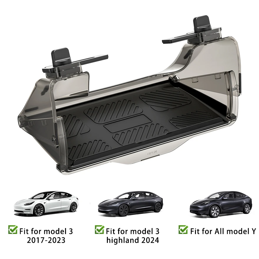 Center Console Organizer for Tesla Model Y  Model 3 2016-2024,Open and Close Under Screen Hideen Privacy Magnetic Storage