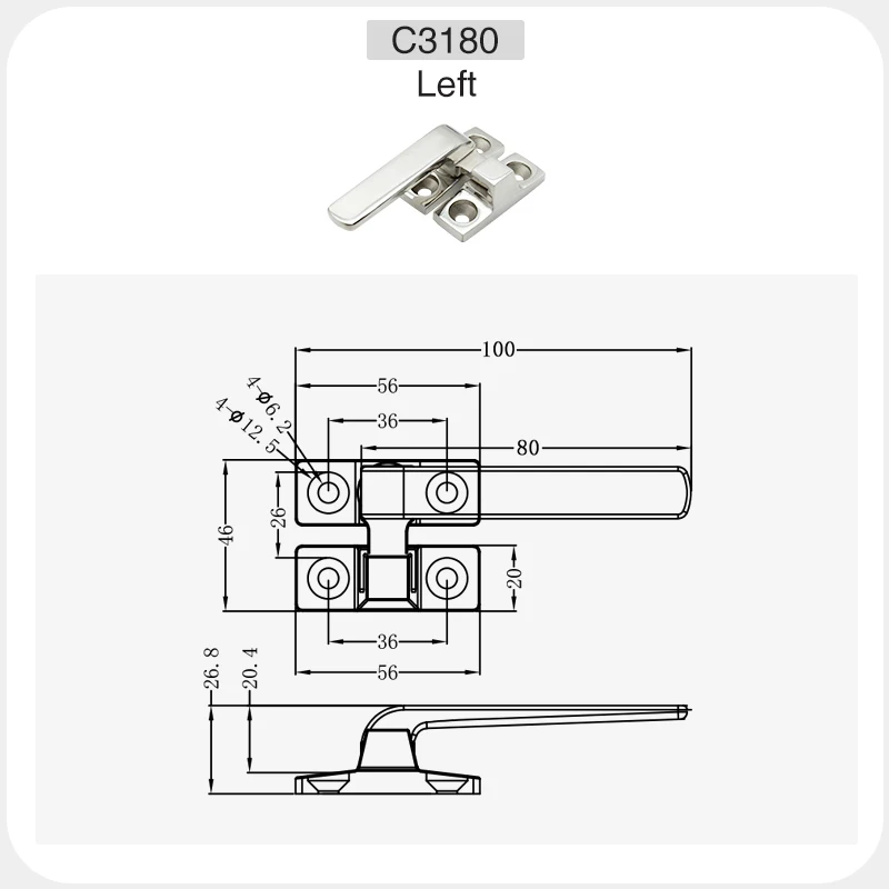 Handle Stainless Steel Soundproof Door Air Conditioning New Energy Rotary Sealed Handle Lock Container Door lock