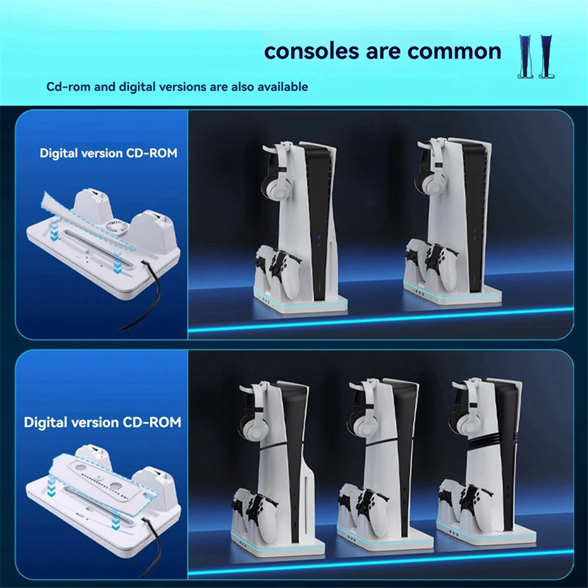 

NEW Thermal Charging Dock for PS5/Slim/PRO Console Universal Multi-Function Charging Dock for PS5 RGB Lighting Stand