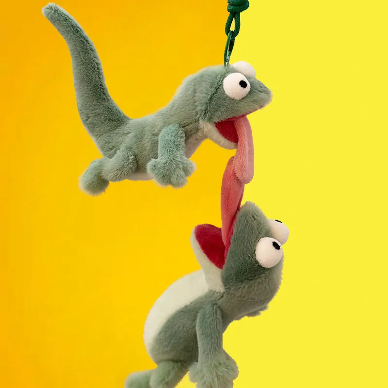 Lustiger schreiender Eidechsen-Plüschanhänger mit magnetischer Zunge, kreativer hässlich-süßer Chamäleon-Quietsch-Anhänger, Stressabbau-Geschenk für Freunde und Kinder – Detail 7