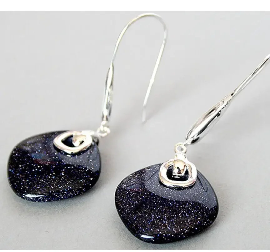 

FASHION 925 SILVER NATURAL SANDjade EARRINGS 14/5"