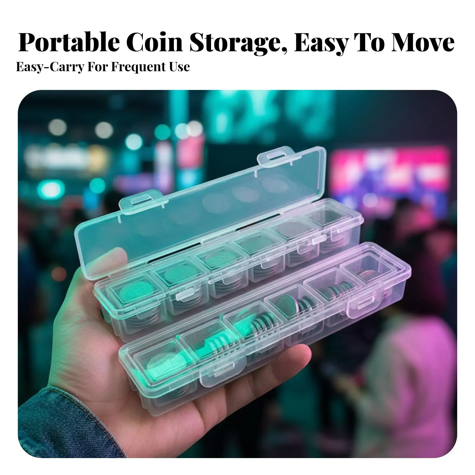 

Slotted Coin Sorting Box Large Capacity Slotted Coin Storage Tray with Lid Portable for currencyiers, Home