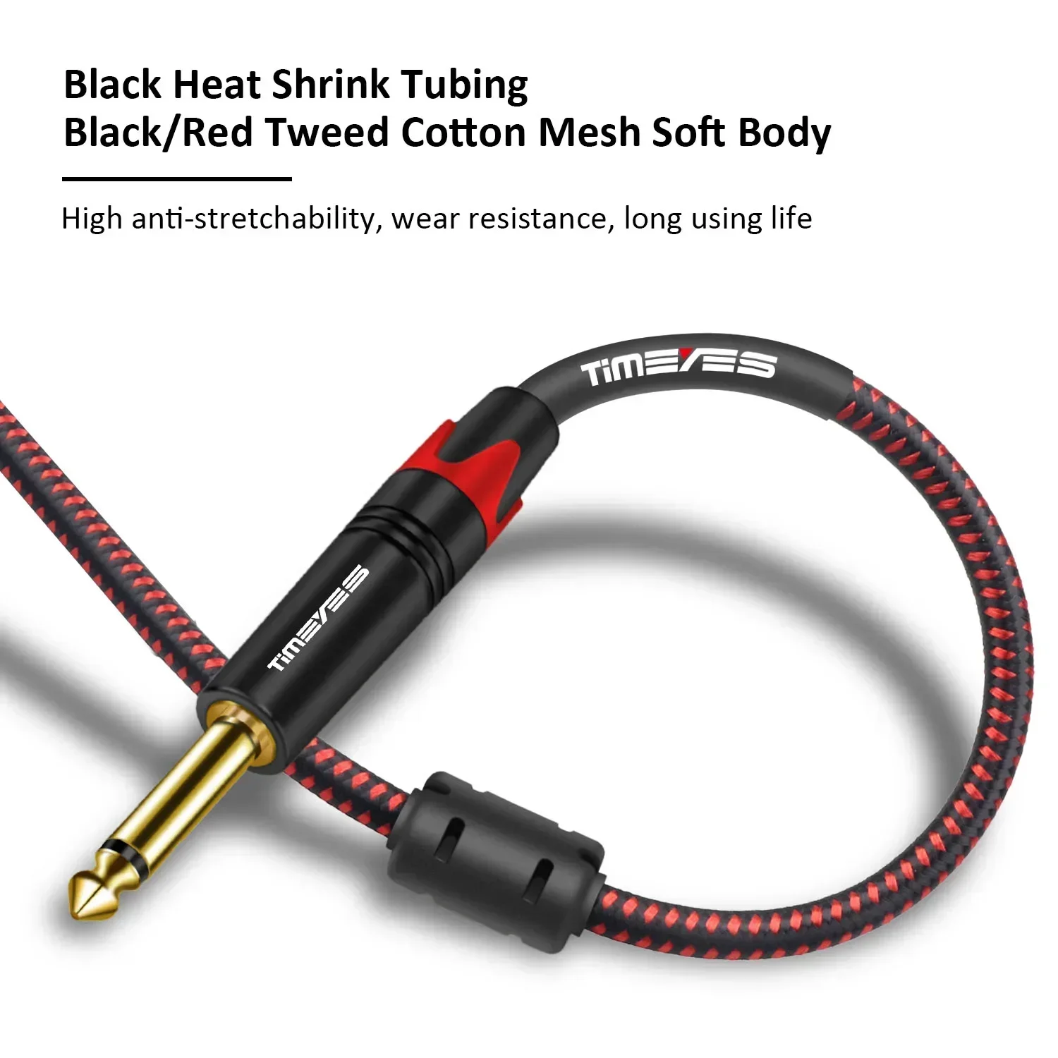 كابل أداة الجيتار 6.35 مللي متر مقبس أحادي 1/4 "TS كابل أسلاك الجيتار غير المتوازنة للجيتار الكهربائي باس لوحة المفاتيح المؤثر خلاط