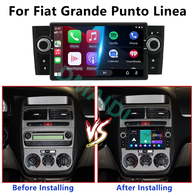 For Fiat Grande Punto Linea 2007-2012 Video Stereo CarPlay Auto 7