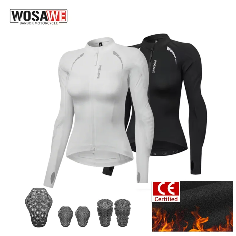

WOSAWE Women Motorcycle Riding Jacket CE Pads Autumn Winter Warm Reflective Slim Moto Coat Breathable Racing Apparel