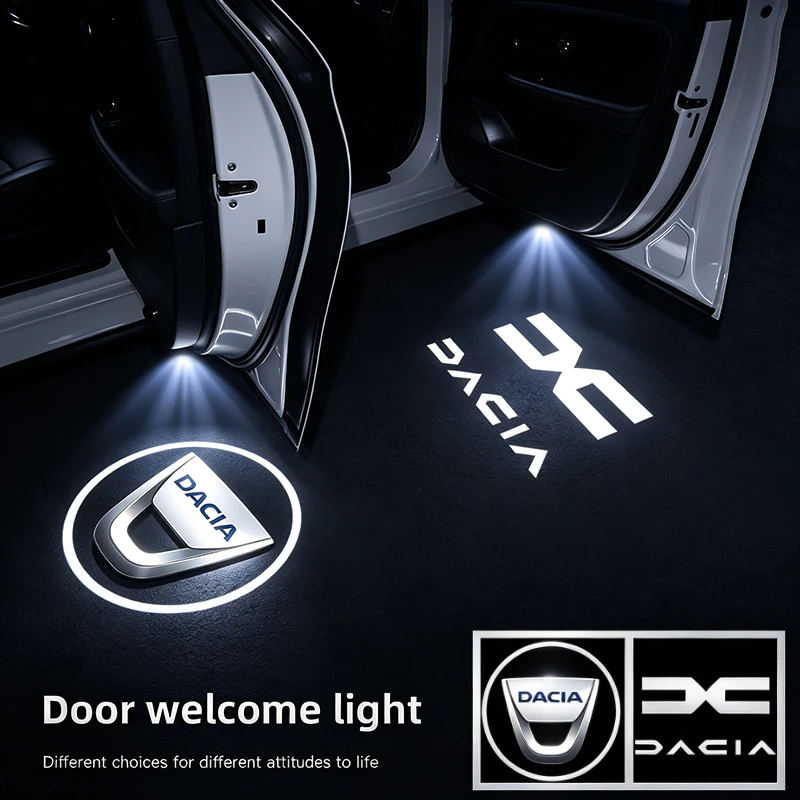 2 Peças Luzes de Boas-Vindas para Portas de Carro Projetores Acessórios para Dacia Duster Sandero Bigster Dokker Jogger Logan Stepway Lodgy MCV