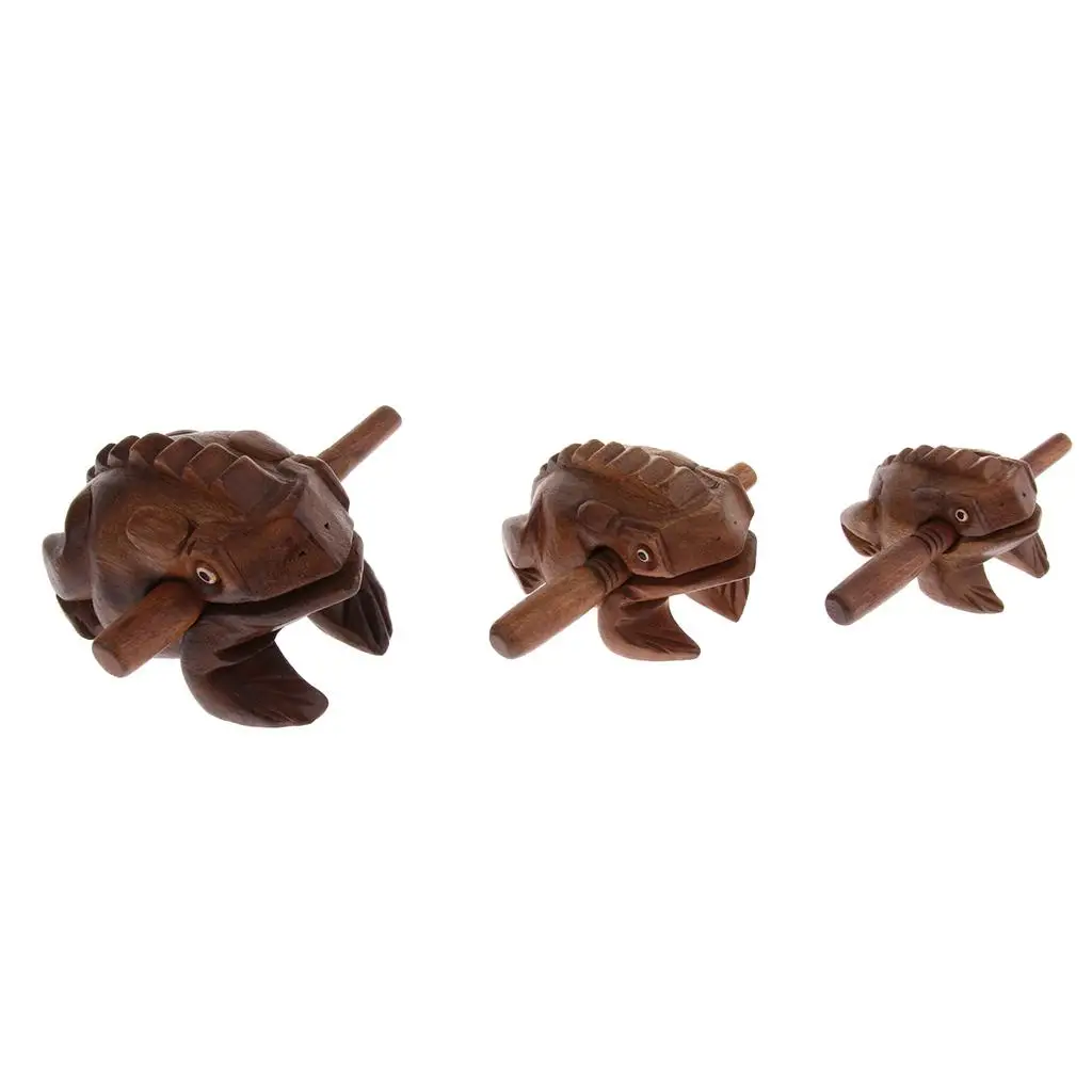 Wooden Frog Percussion Frog Guiro Rasp Minor Percussion Instrument for School Band and Kids Learning