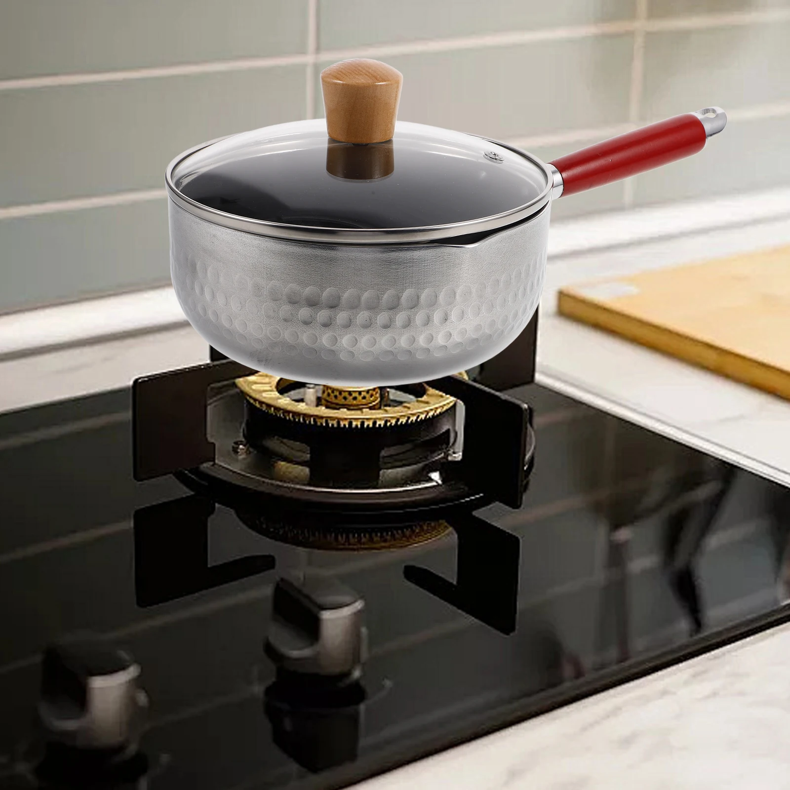 

Snow Pot Aluminum Tempered Glass Wooden H Multi purpose Noodles Milk Soup Stockpot Easy Clean Non stick