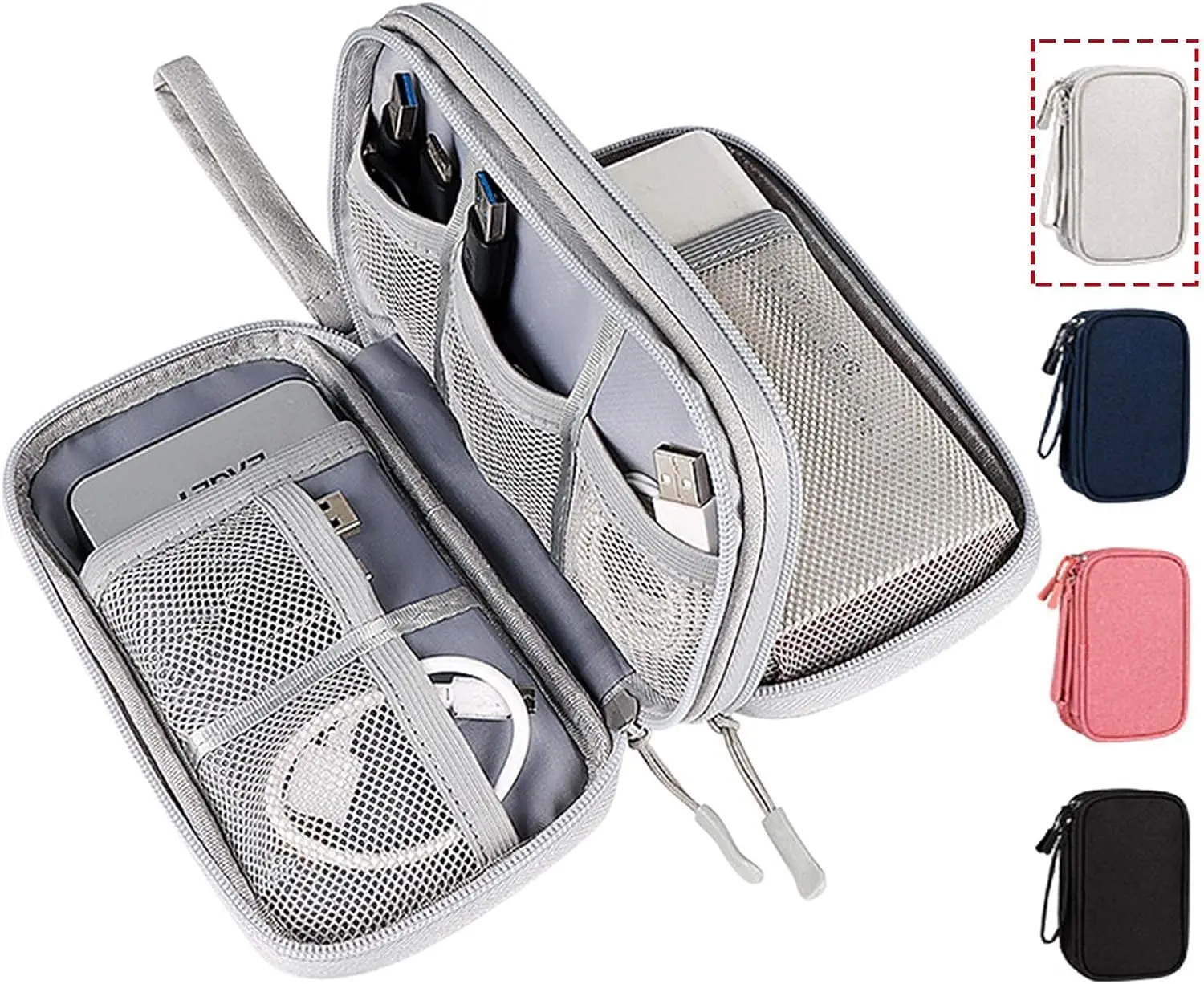 Travel Organizer Bag Cable Storage Organizer Pouch Carry Case Portable Waterproof Double Layers Storage Bags Cable Cord Charger