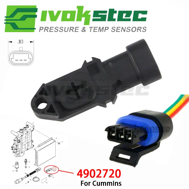 

4902720 Ambient Air Temperature Sensor With Connector For Cummins L10 M11 N14 L10-260 L10-280 L10-300 N14-310E N14-330E Engine