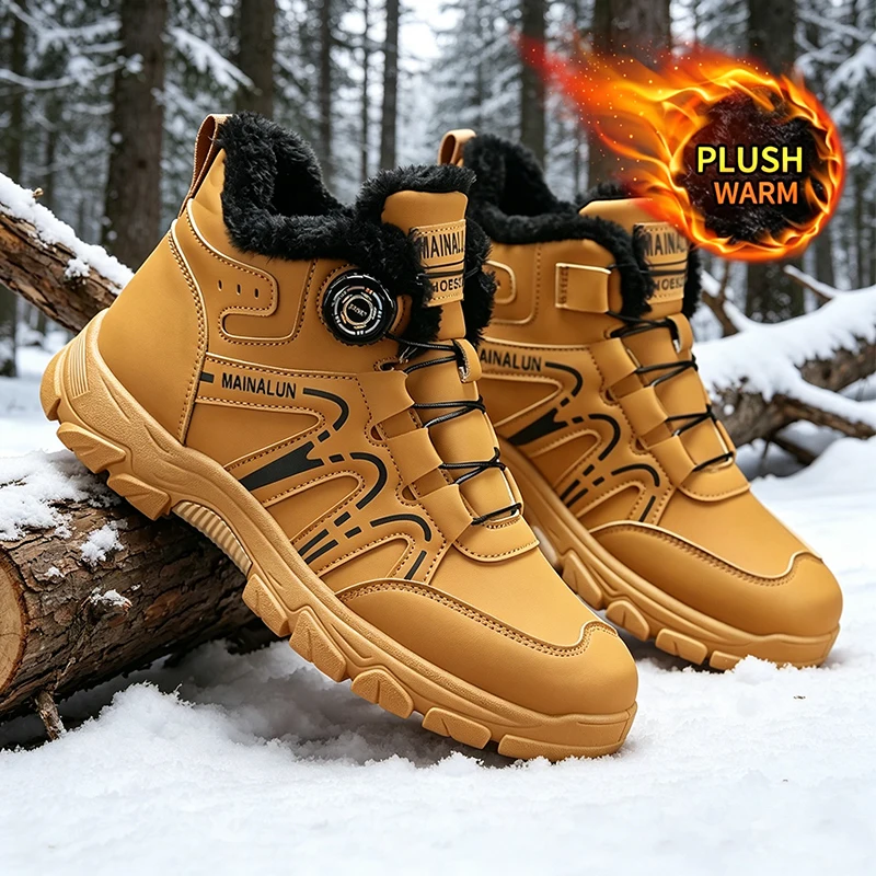 Men's winter shoes, snow boots, warm winter boots, motorcycle boots, suitable for men to wear in winter, warm casual shoes, men'