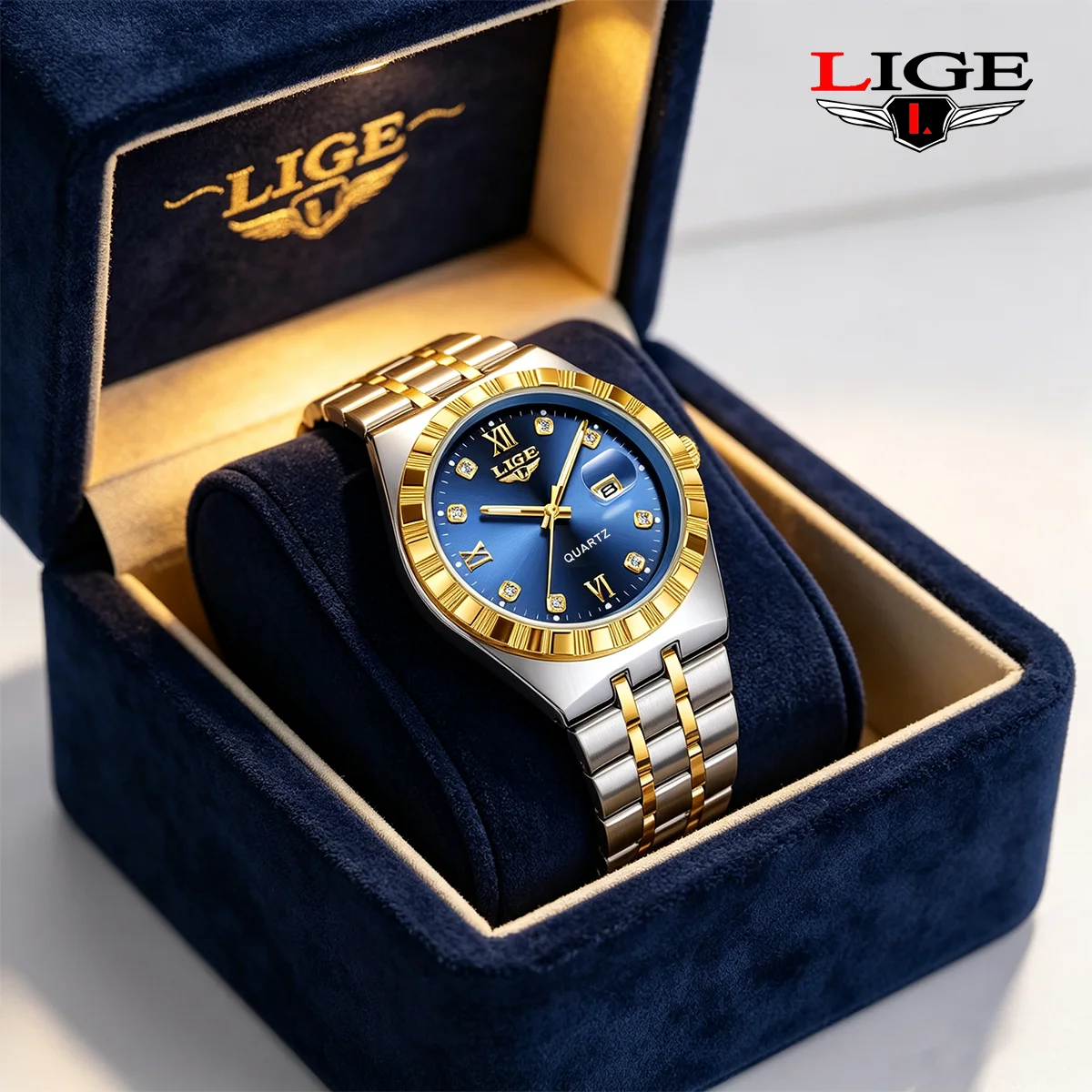 LIGE 2026 New Business Men's Watch Simple Luminous Clock Calendar Quartz Wristwatch Stainless Steel Strap Luxury Men Watch Reloj