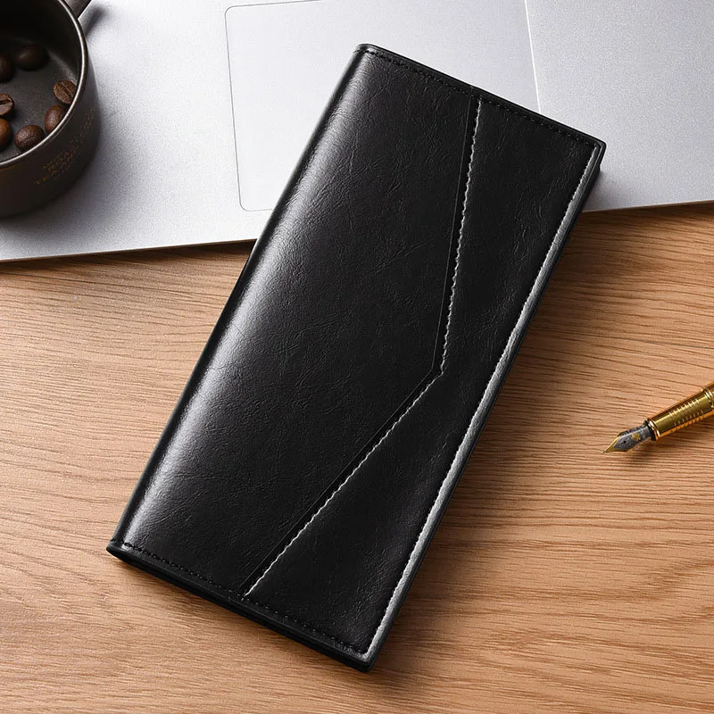 Trendy Men High Quality Long PU Leather Wallet Man For Business Clutch Credit Card Holder Purse Carteira Billfold Money Clip