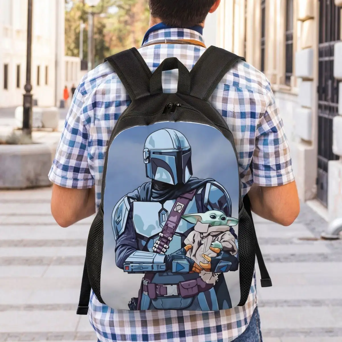 Mochila para ordenador portátil M-Mandalorianed personalizada, mochila informal para hombres y mujeres para la escuela, estudiantes universitarios, bolsa de historia de aventura