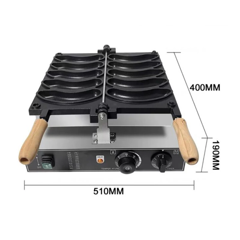 XEOLEO Electric Banana Shape Waffle Makers 1800W Waffle Making Machines 5PCS Electric Long Waffle Maker Nonstick
