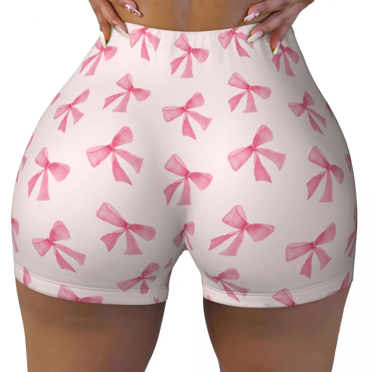 Pink Bows High Waist Yoga Shorts for Women Underwear Fitness Athletic Workout Running Shorts Print Multi Gym Yoga Athletic