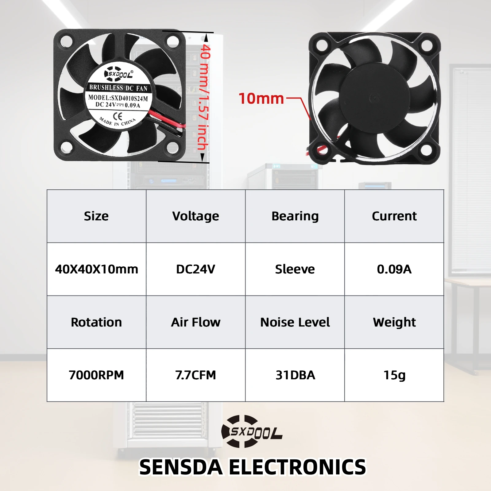 4010 5010 6010 40mm 50mm 60mm DC Brushless Silent Cooling Fans, 12V/24V, 10mm Thin Quiet with Oil Bearing for PC, Electronics,