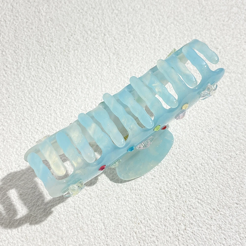New Acetate Blue Ocean Series Shark Hair Claw Clip For Women Girls Colorful Rhinestone Hair Accessories Hairpin Gifts