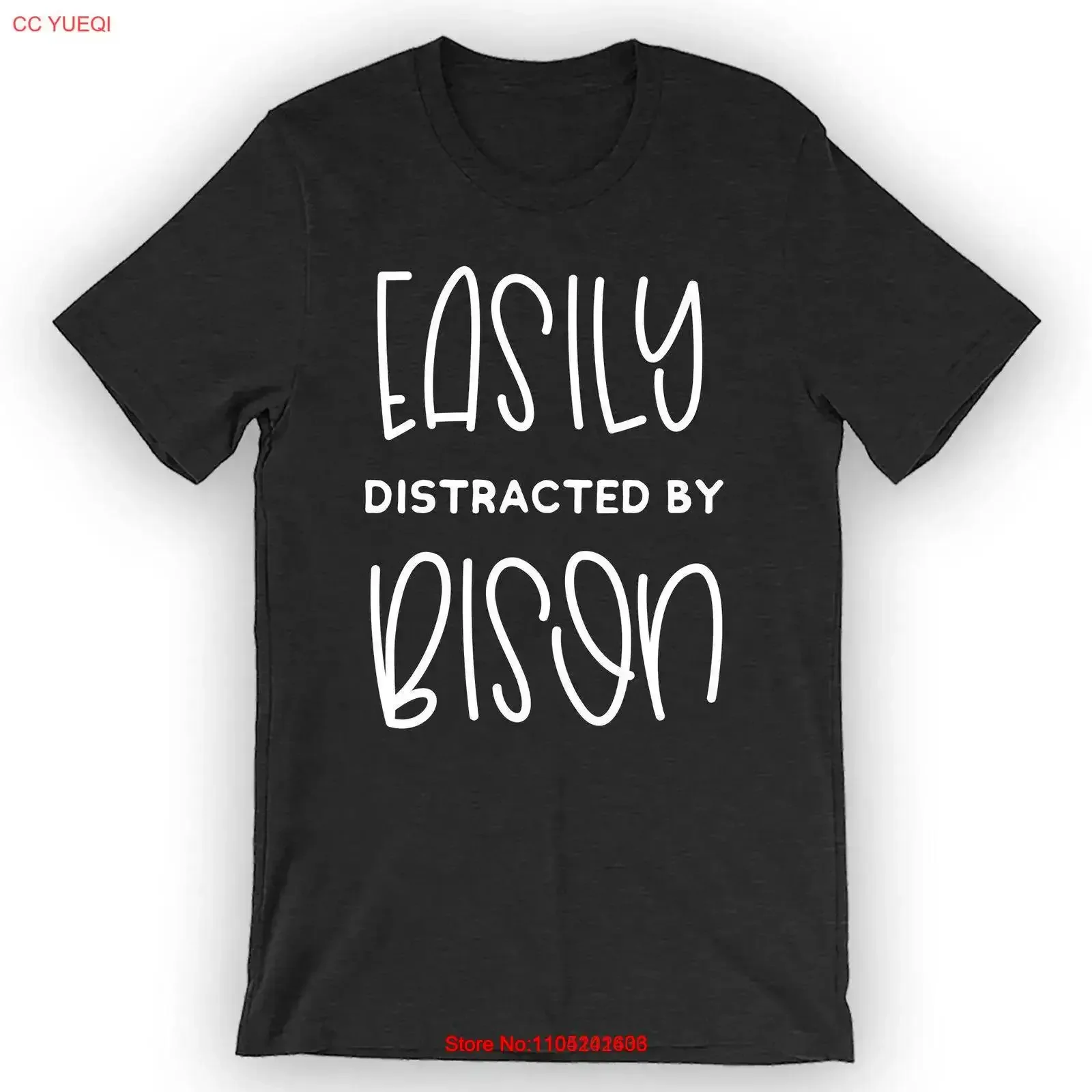 Easily Distracted By Bison T Shirt Cute vintage Washed Breathable Top For Everyday Wear Versatile Stretched Casual graphic