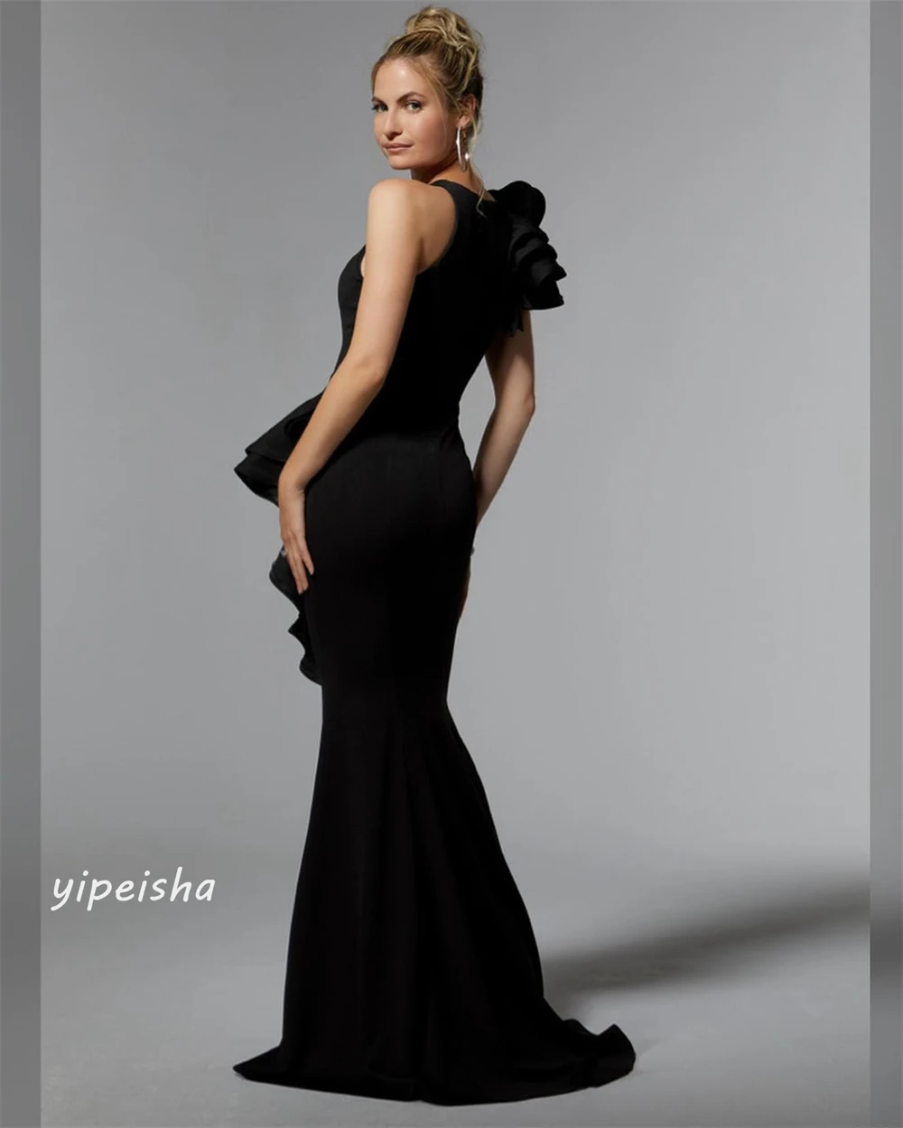 ที่กําหนดเองชุดราตรี Draped Pleat Ruched Party Mermaid O-Neck Bespoke โอกาสชุดเดรสยาว