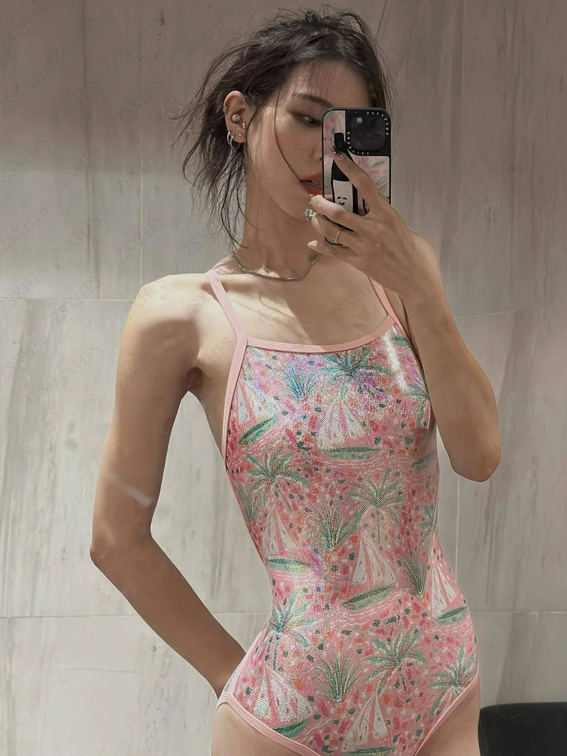 Costume da bagno da donna dolce e fresco floreale, costume da bagno intero, bikini, vacanza, spiaggia, stampa floreale, pancia dimagrante, coprente, costumi da bagno