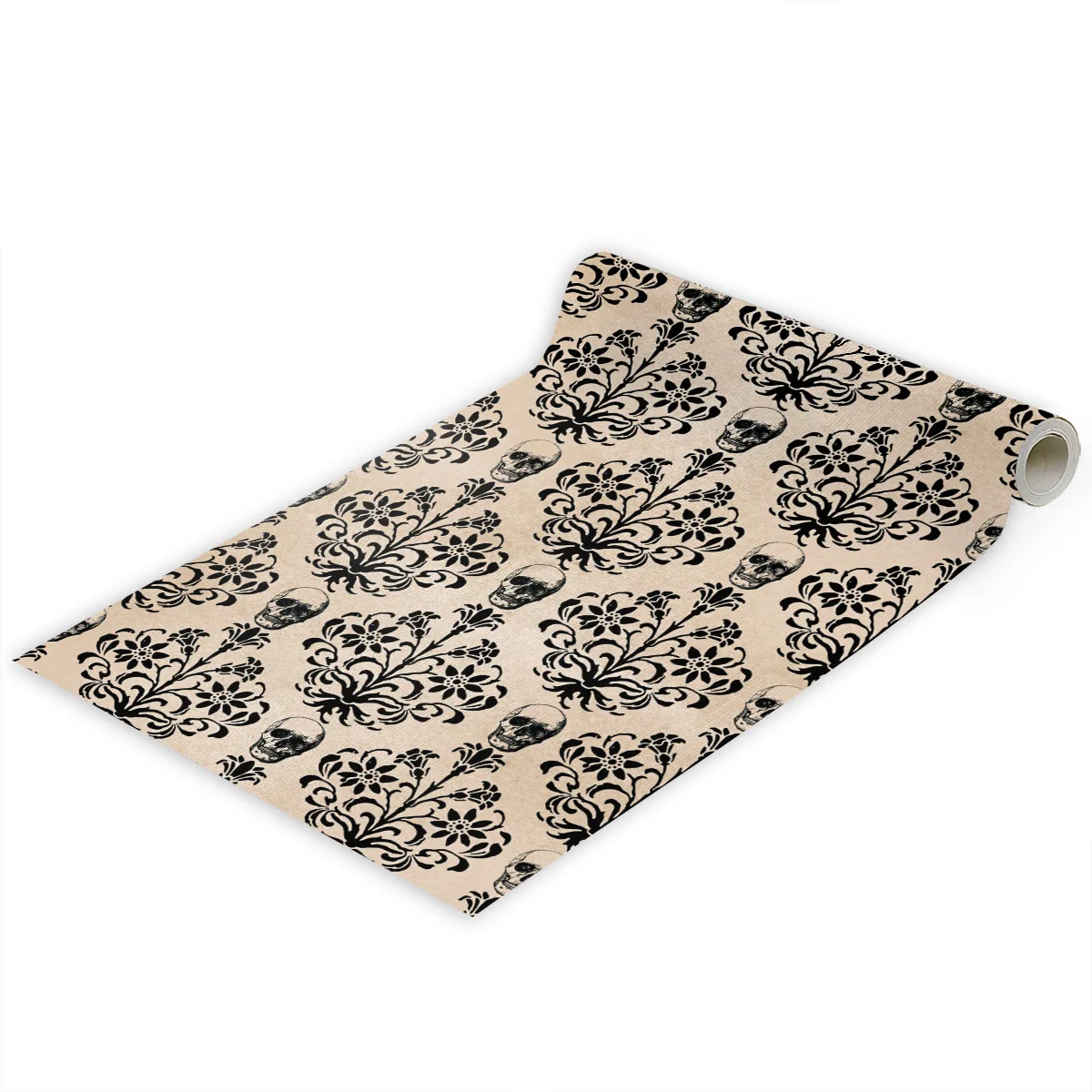 Brown Peel and Stick Wallpaper Thicken Removable Damascus Wall Paper Flower Damask Skull Contact Paper Self Adhesive