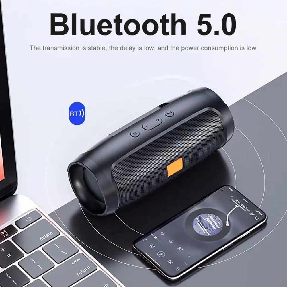 New Portable Bluetooth Speaker Column Stereo HiFi Heavy Bass Wireless Soundbar Subwoof Loudspeaker Supports AUX TF Card FM Radio