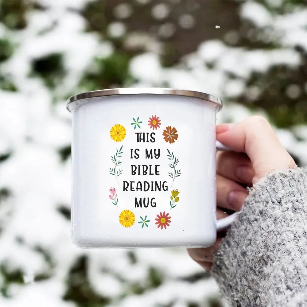 Christian Creative Enamel Coffee Tea Mugs for Women Home Office Breakfast Dessert Milk Cocoa Cups Mother\'s Day Christian Gifts