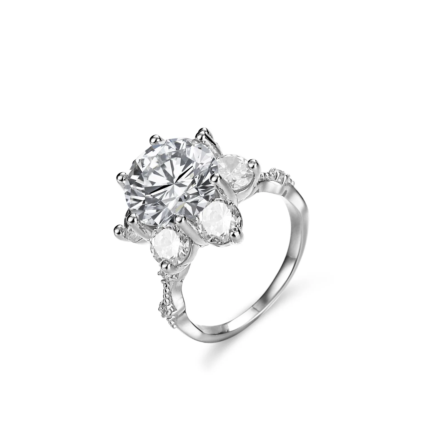 

5 Carat Moissanite Ring for Women - PT950 Platinum, Sunflower Six-Claw Design, Sparkling Accessory