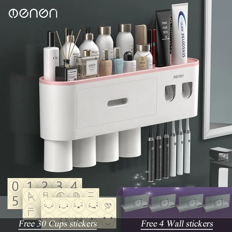 MENGNI-magnetische Adsorption invertierter Zahnbürsten halter Wand automatische Zahnpasta Quetscher Lager regal Bad zubehör