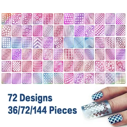 Laser Hollow Nail Vinyls Nail Stencil Stickers Transfer Guide Template Heart Star Fish Nail Art Decals Nail Decoration Stickers