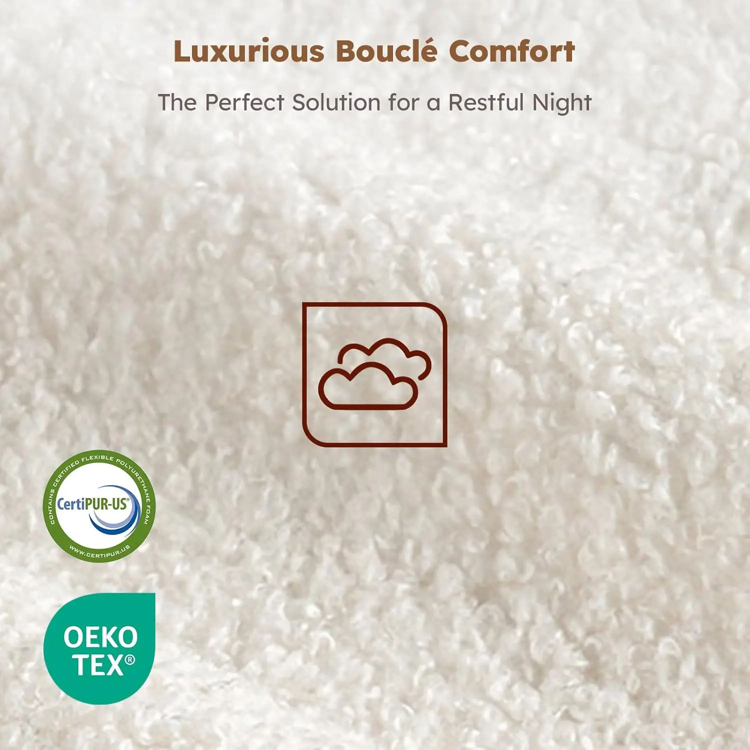 Full Size Cloud Bed Frame, Upholstered Boucle Bed Frame with Adjustable Headboard, Solid Wood Legs, Rounded Corners Design & Eas