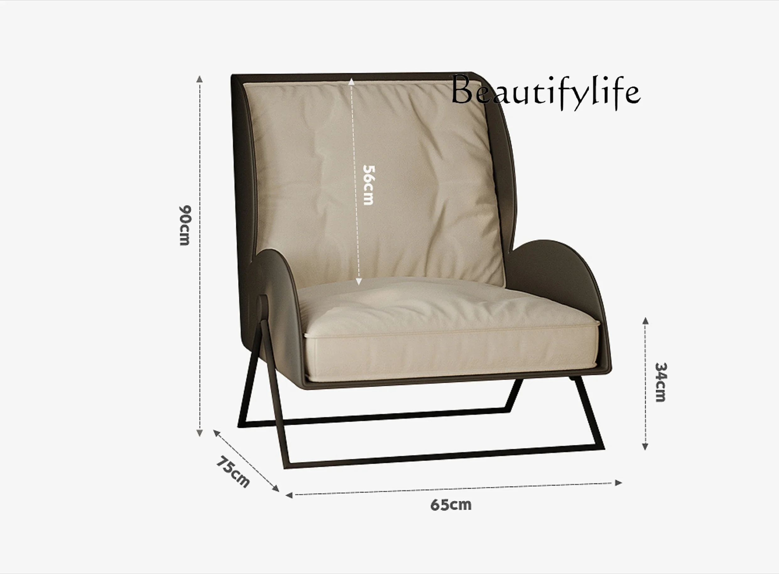 Designer light luxury separate simple living room balcony Italian fabric single lazy recliner