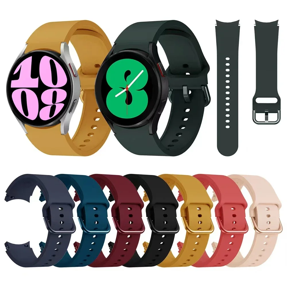 

20mm Silicone Strap for Samsung Galaxy Watch 6 Classic 46mm/42mm 43mm/47mm Pro 45mm No Gap Bracelet Watch 7/6/5/4 40mm/44mm Band