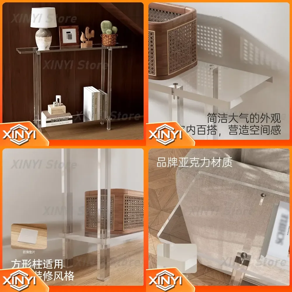Acrylic Long Porch Table Light for Modern Entryway Wall Mounted Narrow Transparent Shelf for Contemporary Home Decor Spot