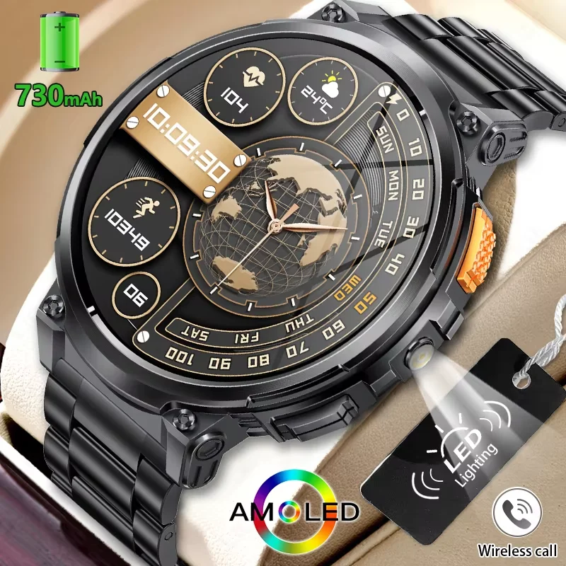 

LIGE 730mAh Larger Battery Men Smart Watch LED Flashlight 1.85'' HD Watches Bluetooth Call Outdoor Sports Health Smartwatch 2025